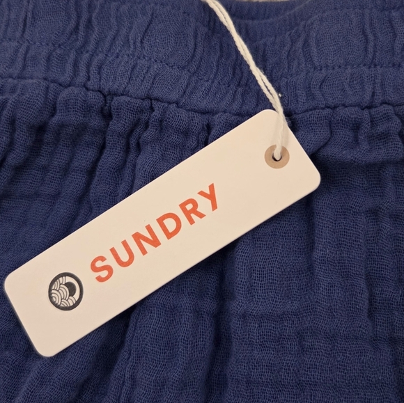 Sundry By Anthropology Pink and Blue Dolphin Cut Striped Shorts With Pockets - Picture 2 of 4